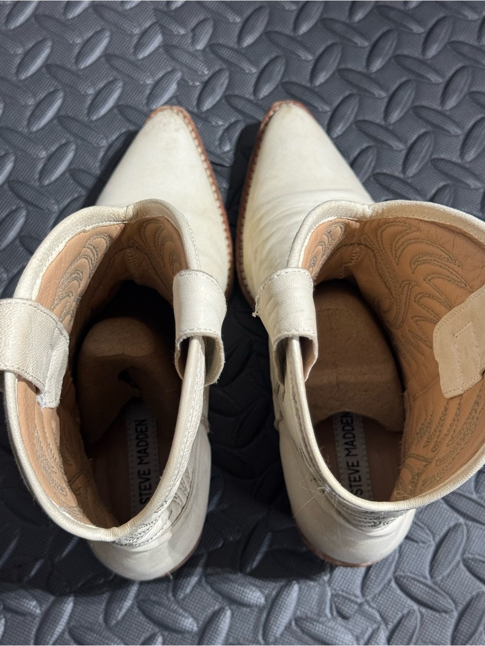 Steve Madden Women’s White Leather Western Cowboy Boots Size 38 Embroidered - Picture 10 of 12